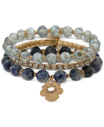 Lonna & Lilly 3-pc. Beaded Stretch Bracelet Set In Blue