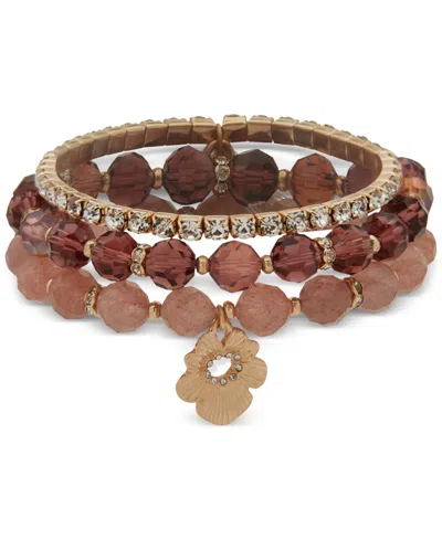 Lonna & Lilly 3-pc. Beaded Stretch Bracelet Set In Burgundy