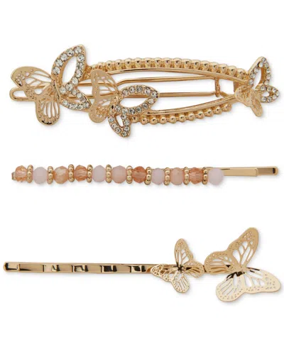 Lonna & Lilly 3-pc. Crystal Butterfly Bobby Pins In Burgundy