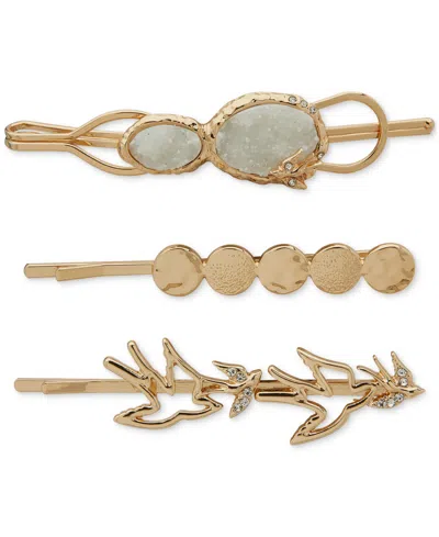 Lonna & Lilly 3-pc. Gold-tone Pave Bird & Drusy Stone Bobby Pin Set In Silver