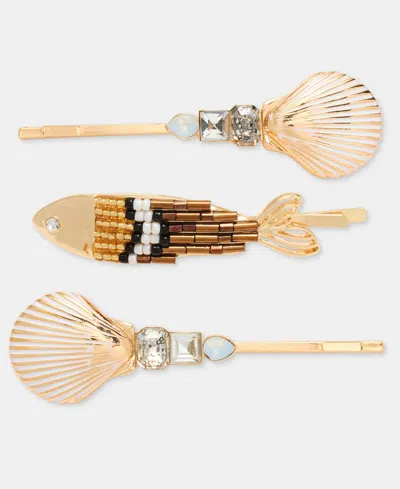 Lonna & Lilly 3-pc. Beaded Sealife Bobby Pin Set In Gold