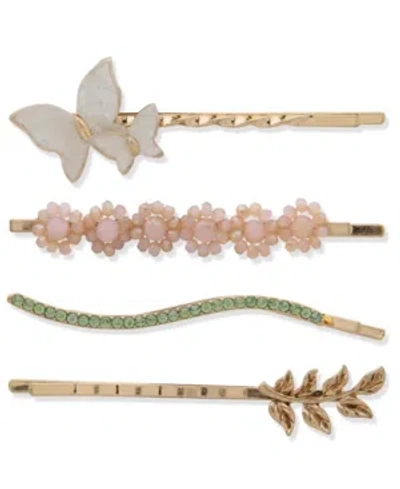Lonna & Lilly 4-pc. Gold-tone Crystal & Stone Butterfly Bobby Pin Set In Multi