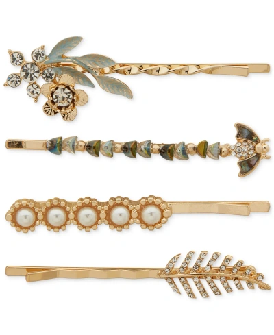 Lonna & Lilly 4-pc. Gold-tone Mixed Stone Critter Bobby Pin Set In Green