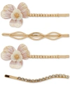LONNA & LILLY 4-PC. GOLD-TONE PAVE & OPENWORK FLOWER BOBBY PIN SET