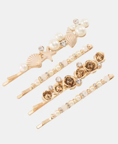 Lonna & Lilly 4-pc. Crystal & Imitation Pearl Bobby Pin Set In Gold
