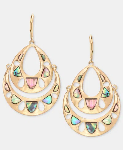Lonna & Lilly Abalone Cutout Layered Drop Earrings In Gold