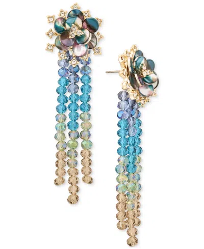 Lonna & Lilly Beaded Flower Motif Linear Earrings In Gold,multi