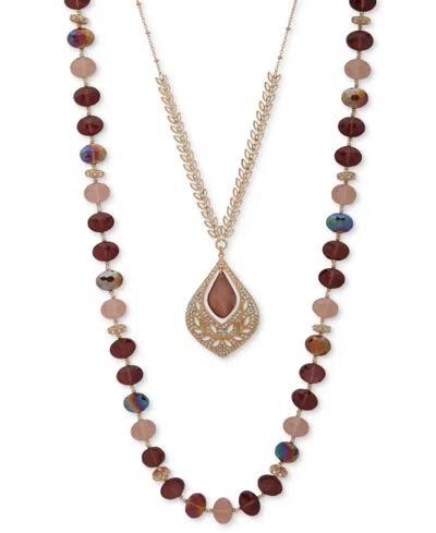Lonna & Lilly Beaded Multi-row Necklace, 32" In Burgundy