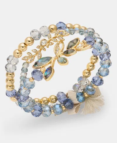 Lonna & Lilly Beaded Stretch Bracelets, 3-piece Set In Blue