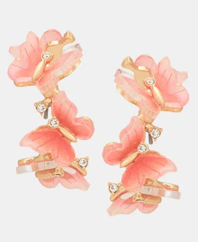 Lonna & Lilly Colored Butterfly Hoop Earrings In Pink
