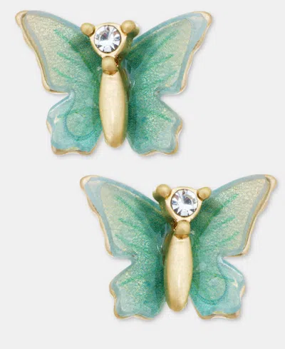 Lonna & Lilly Colored Butterfly Stud Earrings In Green