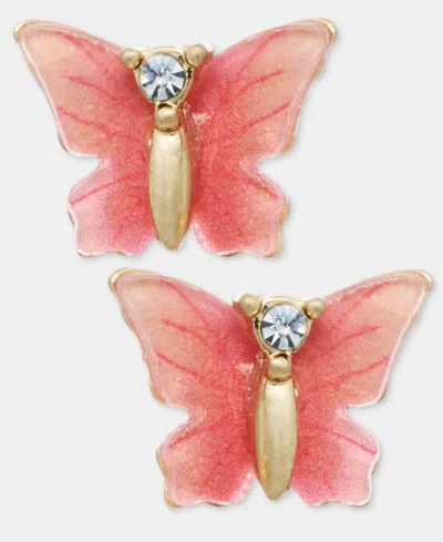 Lonna & Lilly Colored Butterfly Stud Earrings In Orange