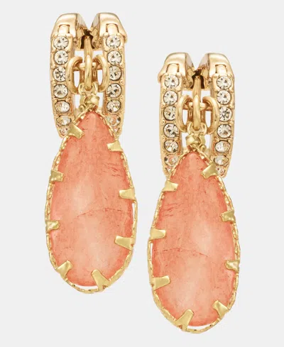 Lonna & Lilly Colored Stone Drop Hoop Earrings In Orange
