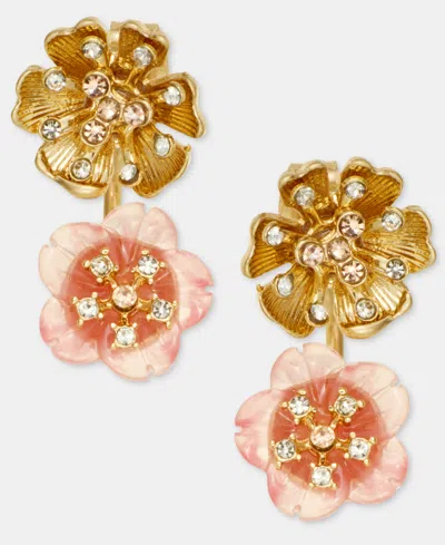 Lonna & Lilly Coral Flower Front Earrings In Orange