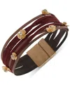 Lonna & Lilly Crystal Flower Leather & Suede Multi-row Flex Bracelet In Burgundy
