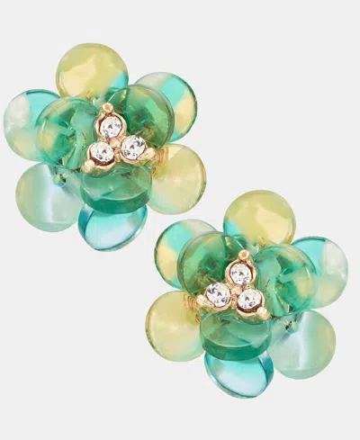 Lonna & Lilly Crystal Flower Stud Earrings In Green