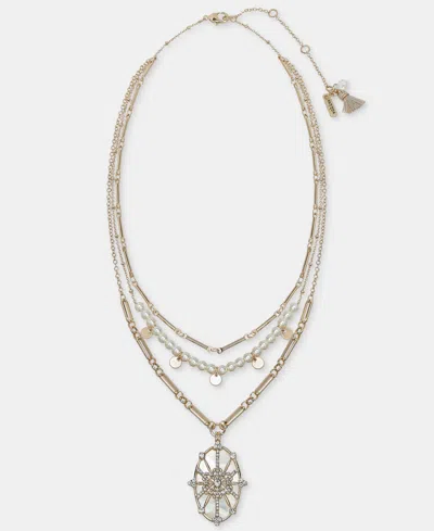 Lonna & Lilly Crystal Gold-tone 3-row Snowflake Pendant Necklace In White