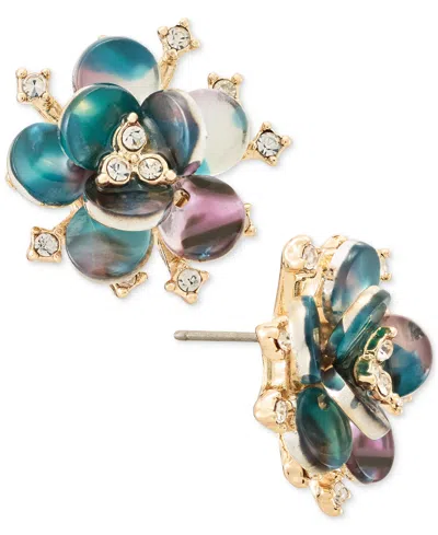 Lonna & Lilly Crystal Gold-tone Flower Stud Earrings In Multi
