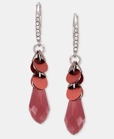 Lonna & Lilly Crystal Silver-tone Sequin Flower Hoop Earrings In Burgundy