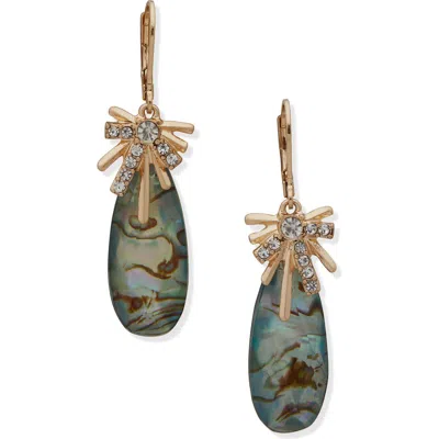 Lonna & Lilly Crystal Star Shell Drop Earrings In G0ld/blue Green