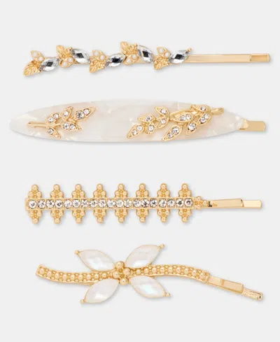Lonna & Lilly Crystal Stone White Branch Bobby Pins, 4-piece Set In Gold