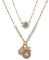 Lonna & Lilly Cubic Zirconia And Imitation Pearl Beaded Snowflake Pendant Necklace In Brown