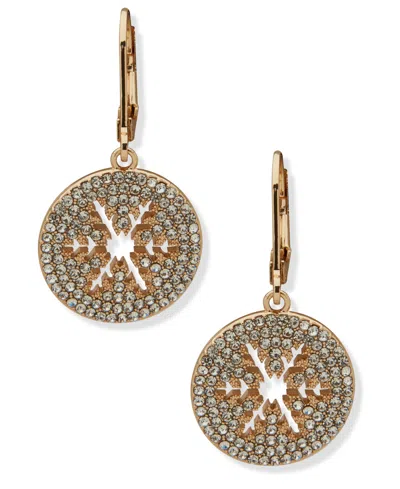 Lonna & Lilly Cubic Zirconia Pave Snowflake Drop Earrings In Gold