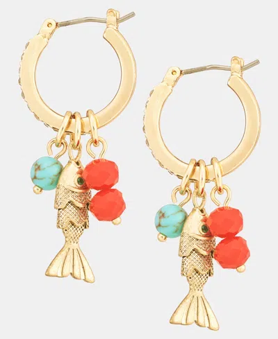 Lonna & Lilly Fish & Bead Charm Hoop Earrings In Gold