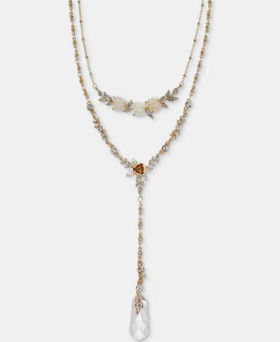 Lonna & Lilly Flower Layered Lariat Necklace, 16" + 3" Extender In White