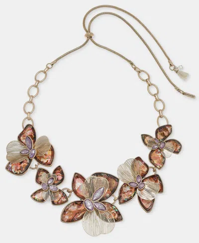 Lonna & Lilly Flower Statement Necklace, 28" In Burgundy