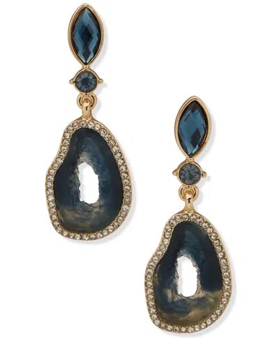 Lonna & Lilly Glass And Recon Stone Gold-tone Post Drop Earrings In Multi