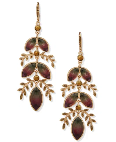 Lonna & Lilly Glass And Resin Stone Branch Linear Earrings In Gold