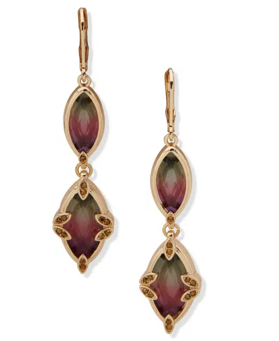 Lonna & Lilly Glass And Resin Stone Double Drop Earrings In Brown