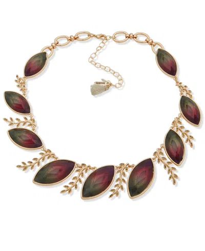 Lonna & Lilly Glass And Resin Stone Pave Branch Necklace In Brown