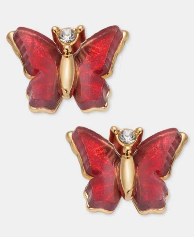 Lonna & Lilly Glass Burgundy Butterfly Studs