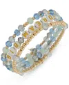 Lonna & Lilly Gold-tone 3-pc. Inspirational Words Set Bead Stretch Bracelet In Blue,dream Big