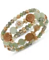 Lonna & Lilly Gold-tone 3-pc. Set Mixed Bead Stretch Bracelets In Seafoam