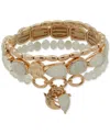 Lonna & Lilly Gold-tone 3-pc. Set Mixed Stone & Bird Stretch Bracelets In Silver
