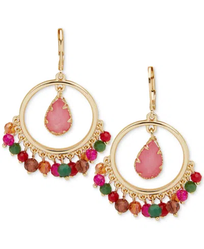 Lonna & Lilly Gold-tone Beaded Orbital Stone Drop Earrings In Multi