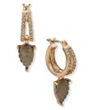 Lonna & Lilly Gold-tone Black Leaf Drop Hoop Earrings In Gold