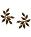 Lonna & Lilly Gold-tone Black Stone Leaf Stud Earrings In Black