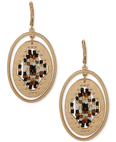 Lonna & Lilly Gold-tone Blue Oval Beaded Drop Earrings