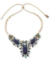 Lonna & Lilly Gold-tone Blue Stone Cluster Frontal Necklace In Brown