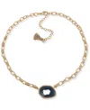 Lonna & Lilly Gold-tone Blue Stone Link Pendant Necklace In Blue