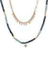 Lonna & Lilly Gold-tone Blue Two Row Beaded Star Necklace In Gold