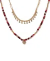 Lonna & Lilly Gold-tone Burgundy Two Row Beaded Heart Necklace In Gold