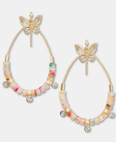 Lonna & Lilly Gold-tone Butterfly Beaded Teardrop Drop Earrings