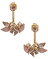 LONNA & LILLY GOLD-TONE CRYSTAL & CRACKLED STONE FLOATER EARRINGS