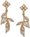 Lonna & Lilly Gold-tone Crystal & Imitation Pearl Flower Drop Earrings In White