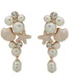 Lonna & Lilly Gold-tone Crystal & Imitation Pearl Sea-motif Drop Earrings